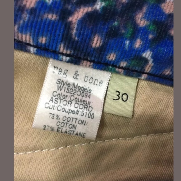 Rag & Bone Corduroy Astor Print Jeans 30 - Picture 6 of 8